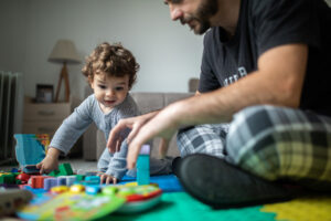Family spending funny time together at home