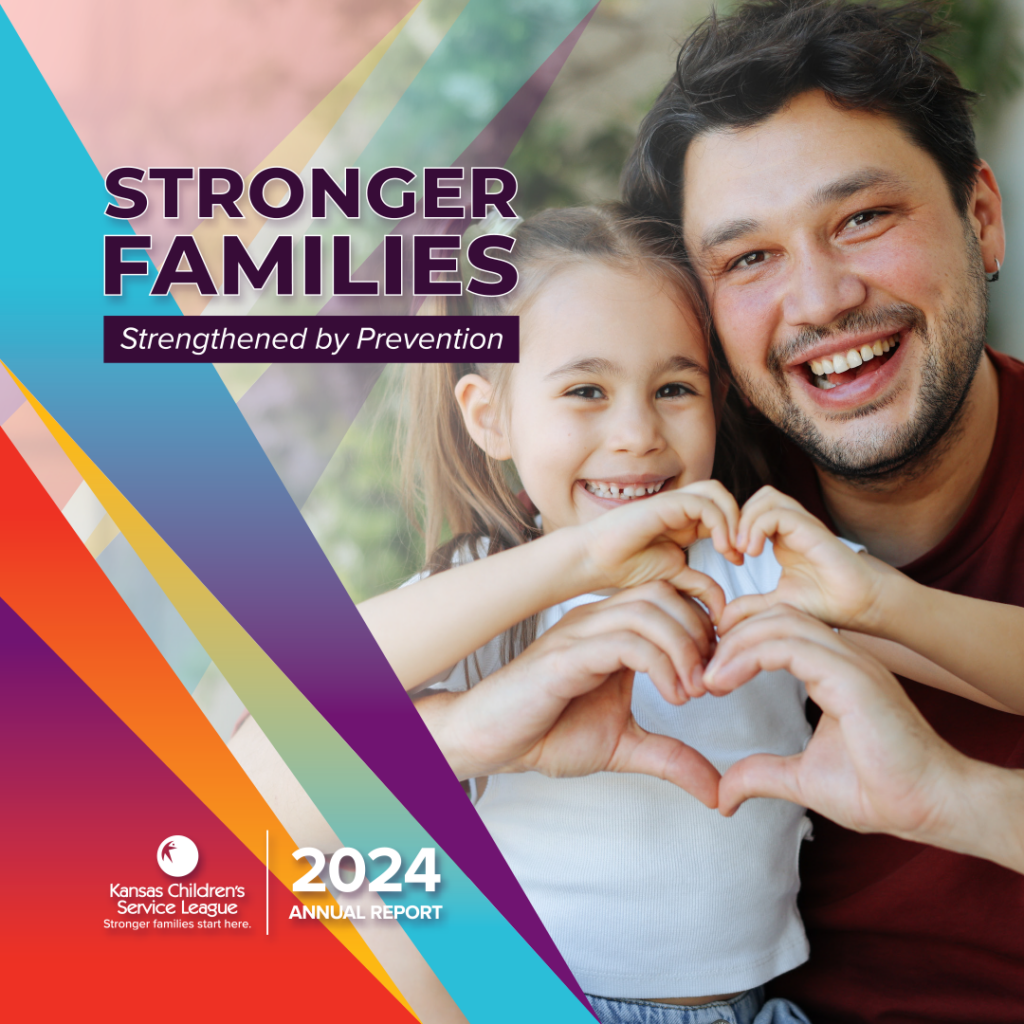 stronger families, strengthened by prevention. parent and child making hearts with their hands