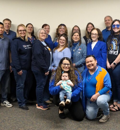 KCSL Staff posing for a picture on Wear Blue Day